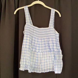 Blue and white gingham tank top for summer